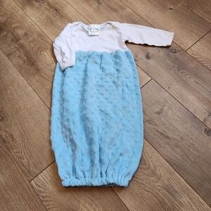 Blue and White Baby Girl Minky Gown